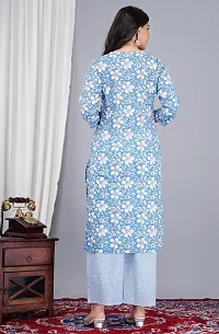 Stylish Rayon Floral Printed 3/4 Sleeves Kurta With Palazzo Set-thumb3