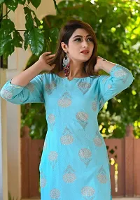 Women Rayon Printed Straight Kurta with Bottom Set-thumb2