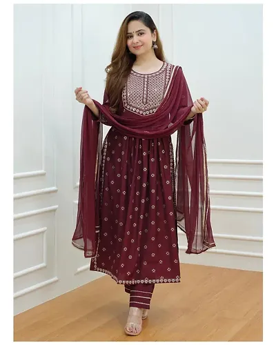 Rayon Kurta set with Pant &amp; Dupatta