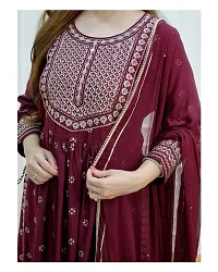 Designer Rayon Embroidery  Work Kurta ,Bottom And Dupatta Set For Women-thumb3