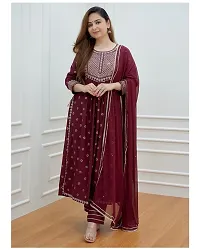 Designer Rayon Embroidery  Work Kurta ,Bottom And Dupatta Set For Women-thumb2