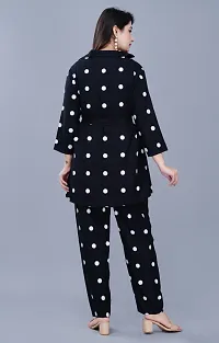 Black Polka Dot Print Rayon Fabric Co-ord Set Summer Wear-thumb1
