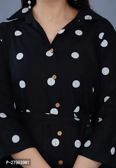 Black Polka Dot Print Rayon Fabric Co-ord Set Summer Wear-thumb4