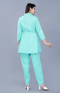 Light Aqua Color Summer Co-ord Set Rayon Polka Dot Fabric-thumb1