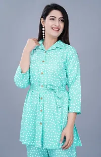 Light Aqua Color Summer Co-ord Set Rayon Polka Dot Fabric-thumb2