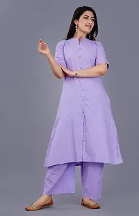 Purple Solid Pattern Rayon Kurtis With Palazzo Set-thumb3