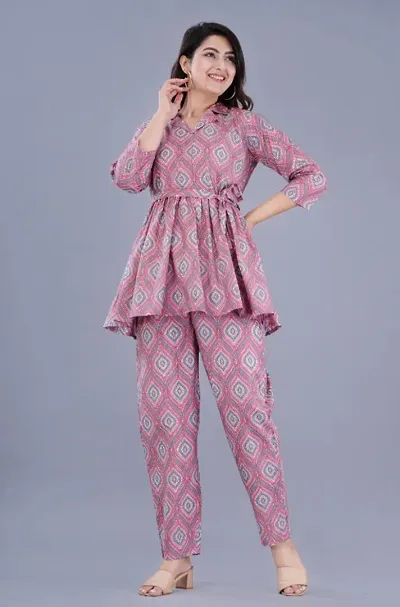 Stylish Cotton Katha Kurti With Pants Set