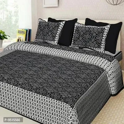 Classic Cotton Printed Double Bedsheet with Pillow Cover-thumb0