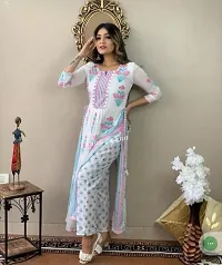 White colour  Naira Cut Kurti and Pant Set-thumb2