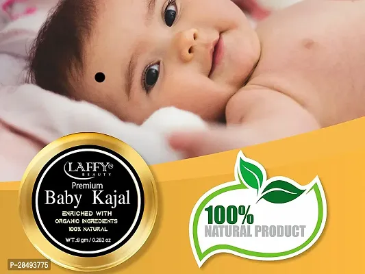 Laffy Baby Kajal - 100% Natural, Enriched With Certified Organic Ingredients, Chemical-Free Kajal, Water Resistant and Long Lasting - 8g-thumb3