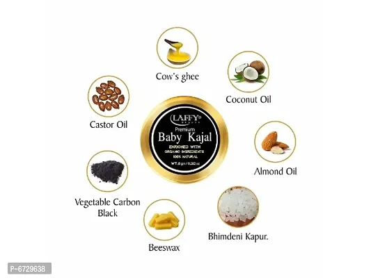 LAFFY Baby Kajal Black For Newborn - 100% Natural and Organic Kajal- 8g  (black, 0.8 g) Pack of 1-thumb2