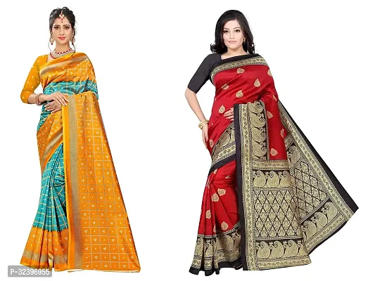 Beautiful Polycotton Printed Women Saree without Blouse piece-Pack Of 2-thumb0