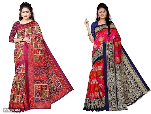 Beautiful Polycotton Printed Women Saree without Blouse piece-Pack Of 2-thumb0