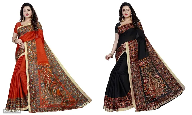 Beautiful Polycotton Printed Women Saree without Blouse piece-Pack Of 2-thumb0