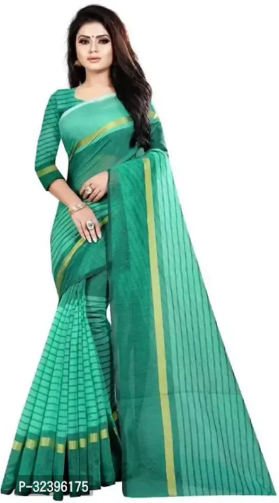 Beautiful Polycotton Striped Women Saree without Blouse piece-thumb0