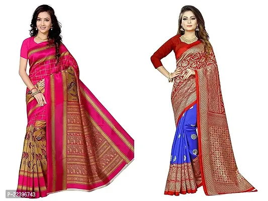 Beautiful Polycotton Printed Women Saree without Blouse piece-Pack Of 2-thumb0