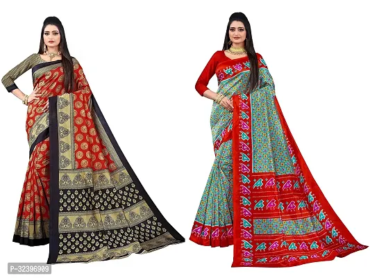 Beautiful Polycotton Printed Women Saree without Blouse piece-Pack Of 2-thumb0