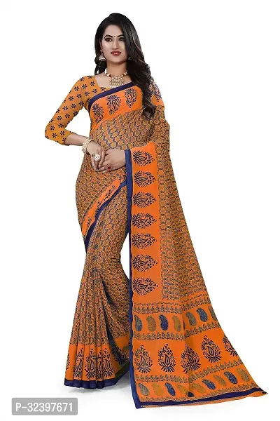 Beautiful Polycotton Printed Women Saree without Blouse piece-thumb0