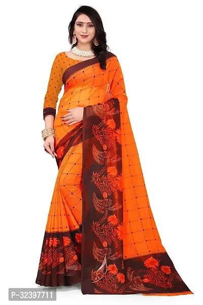 Beautiful Polycotton Printed Women Saree without Blouse piece-thumb0