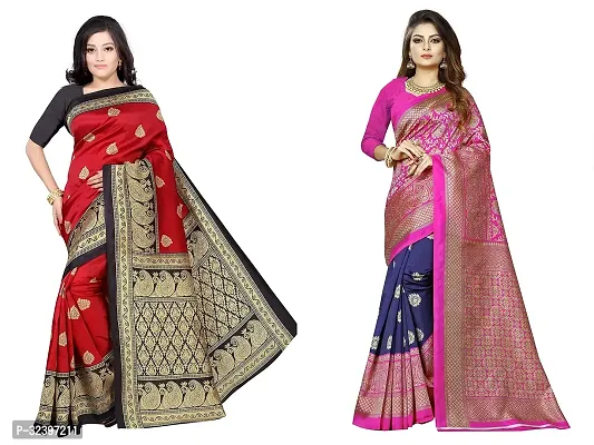 Beautiful Polycotton Printed Women Saree without Blouse piece-Pack Of 2-thumb0