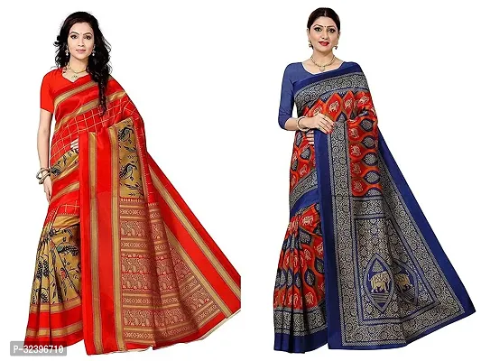 Beautiful Polycotton Printed Women Saree without Blouse piece-Pack Of 2-thumb0