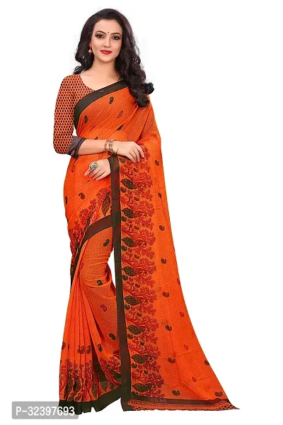 Beautiful Polycotton Printed Women Saree without Blouse piece-thumb0