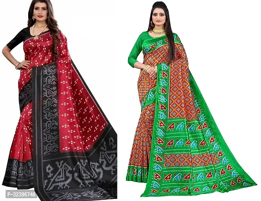 Beautiful Polycotton Printed Women Saree without Blouse piece-Pack Of 2