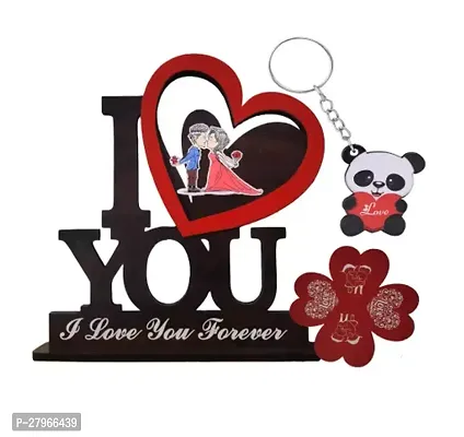 iMPACTGift I Love You I Love you Forever Decorative frame with Greeting Card and Keychain for valentine anniversary gifts for Him Her-thumb0