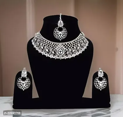 Stylish White Alloy Cubic Zirconia Jewellery Set For Women-thumb0