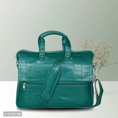 Stylish Green  Fuax Leather Messenger Bag For Men And Women