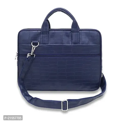 Stylish Navy Blue  Fuax Leather Messenger Bag For Men And Women
