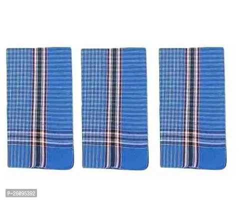 Stylish Blue Cotton Handkerchiefs For Men Set of 3