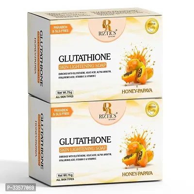 Riztics L-Glutathione Soap Reduces Sun Tan and Pigmentation with Kojic Acid - 75 Grams - Pack of 2