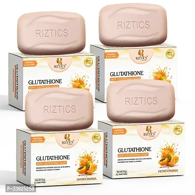 Riztics Kojic Skin Lightening Soap | Glutathione Soap | Exfoliating Tan Removal Soap  75GM- Pack of 4