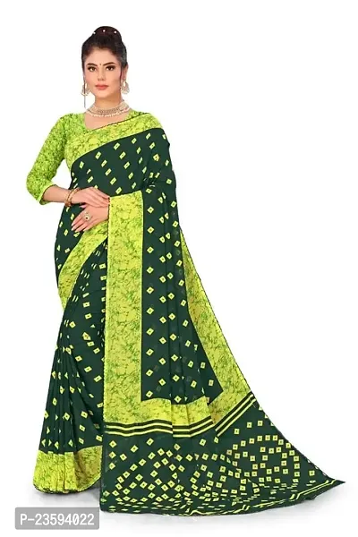 fab LAXMI TAX Women's Lace Solid Arco Bordar Saree With Blouse Piece. (Green).-thumb0