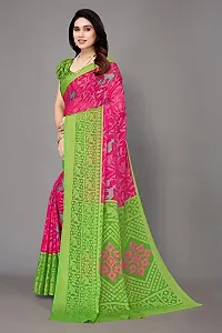 INSTER Women's Lace Solid Pure Brasso Saree With Blouse Piece (Green-thumb2