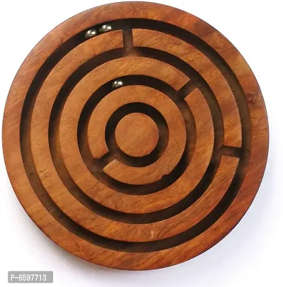 Alifer Shoppee ((4 Inch)) Beautiful Wooden Puzzle Ball-in- a- Maze Games Puzzle Pedagogical Board Brain Teaser Games Fun for Kids ((Brown))