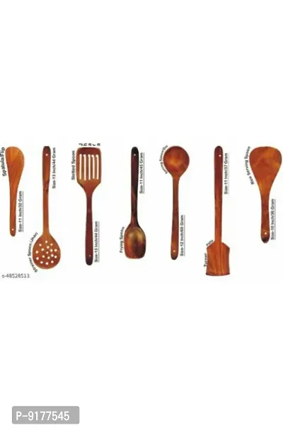 Wooden Serving and Cooking Spoons Wood Brown Spoons Kitchen Utensil Set of 7-thumb2