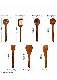 Wooden Serving and Cooking Spoons Wood Brown Spoons Kitchen Utensil Set of 7-thumb2