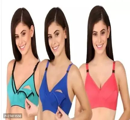 Fancy Multicoloured Cotton Blend Bra For Women Pack Of 3-thumb0