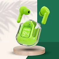 Ultrapods Bluetooth Earbuds Transparent Design with Display Playtime Upto 30 Hrs Headset (Green, True Wireless)-thumb1