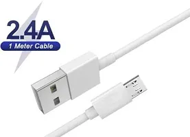 Fast Charger for Oppo A5s Original Adapter Like Wall | Mobile | Android with 1 Meter Micro USB Charging Data Cable (2.4 Amp, White) (O-20221907)-thumb1