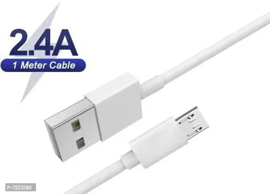 Fast Charger for Oppo A5s Original Adapter Like Wall | Mobile | Android with 1 Meter Micro USB Charging Data Cable (2.4 Amp, White) (O-20221907)-thumb2