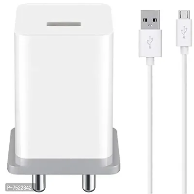 Hi Speed Mobile Charger for Oppo F1s / F3/Plus, F5/Youth, F7, A83, A37f, A37, A71, A57 Original Adapter Mobile Charger | Wall Charger | Travel Charger with 1 M Charging Data Cable (2.4 Amp, White)-thumb0