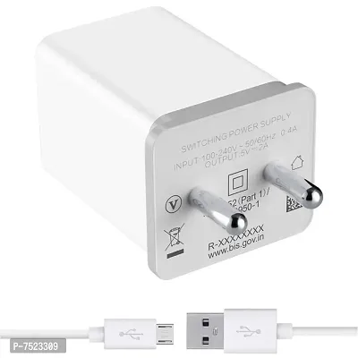 Fast Charger for Oppo A5s Original Adapter Like Wall | Mobile | Android with 1 Meter Micro USB Charging Data Cable (2.4 Amp, White) (O-20221907)-thumb0