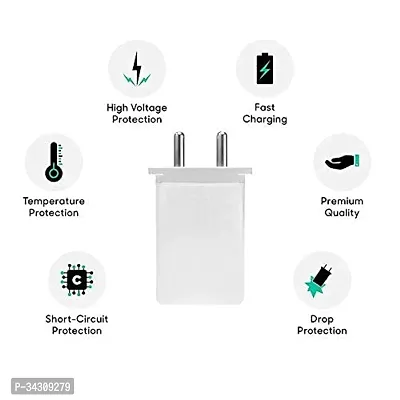 Fast Travel Charger Compatible for Oppo A15/A15s with Micro USB Charging Data Cable  Sync USB Cable - (2.4, Amp White)-thumb3