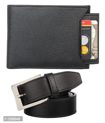 2 in 1 Leather rite Slider Wallet and Belt Gift Set Combo (Black)