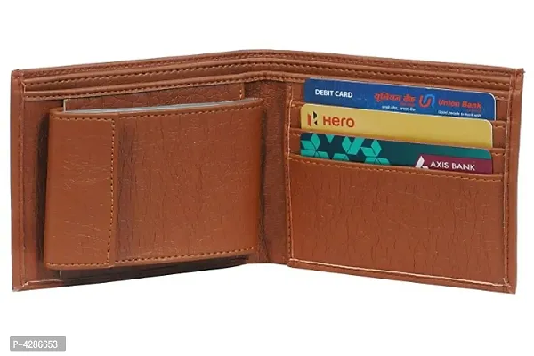 Moody Max Men's Genuine Leatherette 10 cards Album Wallet -Tan-thumb3