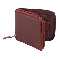 Fancy Zipper Brown Wallet For Men's And Women-thumb1