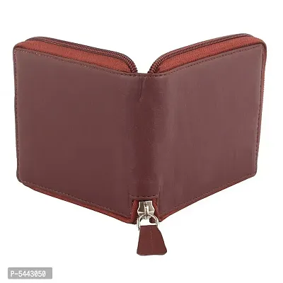 Fancy Zipper Brown Wallet For Men's And Women-thumb3